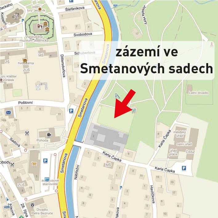 Zázemí ve Smetanových sadech